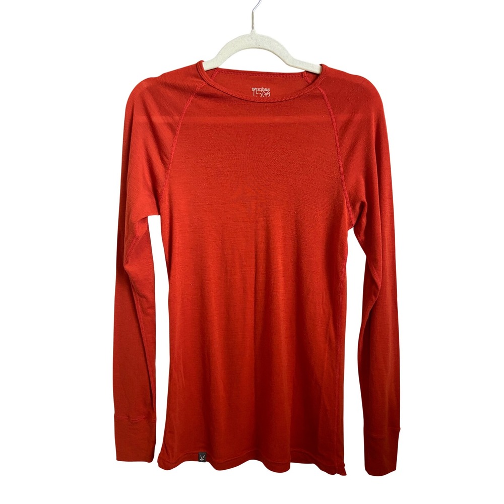Ibex Woollies 150 Mens Large Orange 100% Merino Wool Base Layer Long Sleeve Top